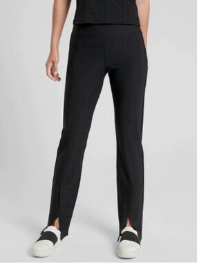 Athleta Interstellar Slimming Tight 10 Black High Rise Split Hem Pant Size 6